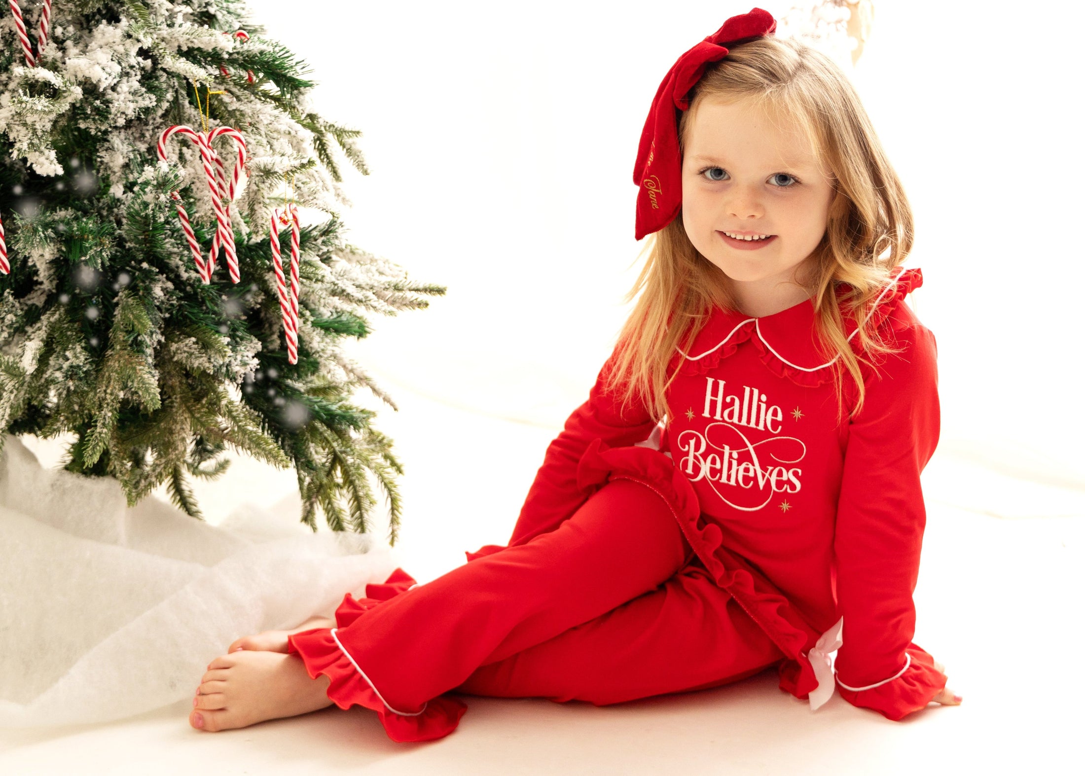Believes Frills - Peter Pan Collar Christmas Embroidered Initial Pyjamas