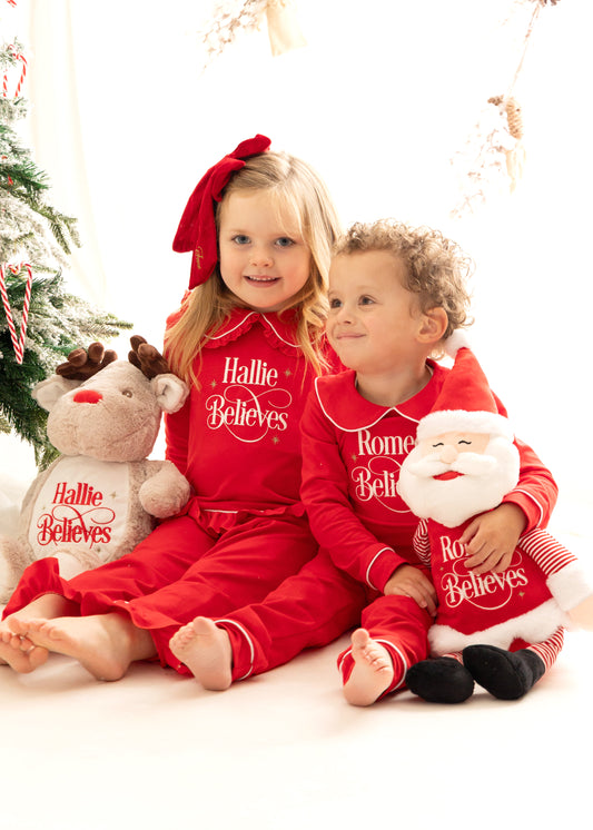 Believes Frills - Peter Pan Collar Christmas Embroidered Initial Pyjamas