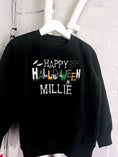 Load image into Gallery viewer, Embroidered Happy Halloween Spooky Spider Sweatshirt / Jumper