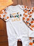 Load image into Gallery viewer, Embroidered Happy 1st Halloween Spooky Romper