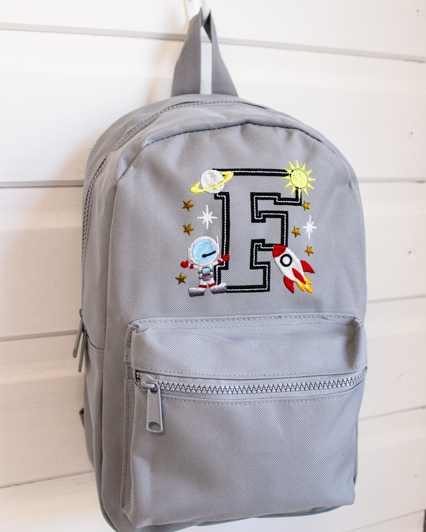 Space / Astronaut Theme - Embroidered Initial Backpack