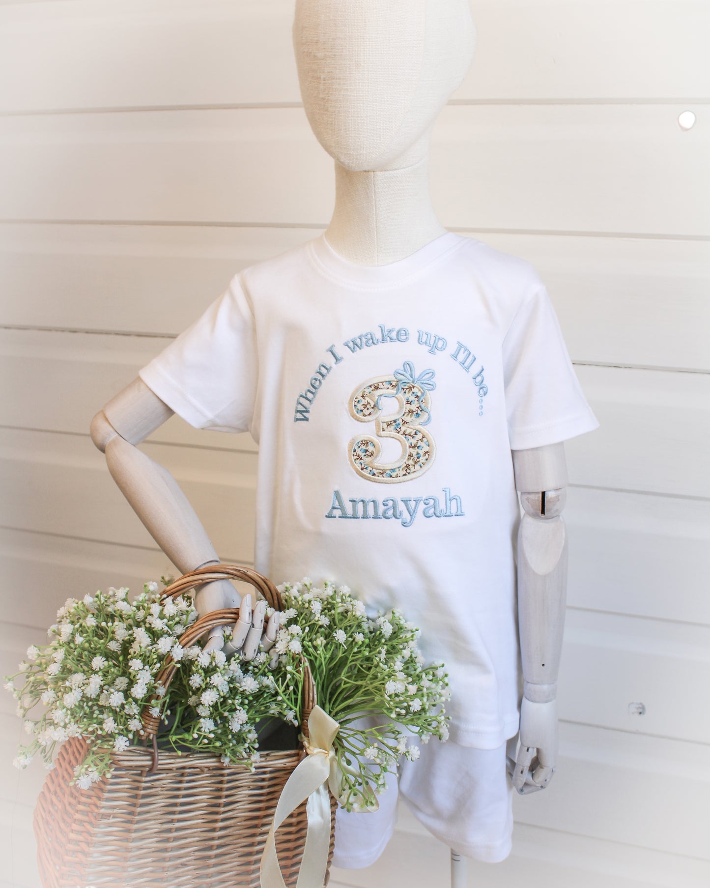Birthday Age Bow - Embroidered Birthday Eve Pyjama Short Set