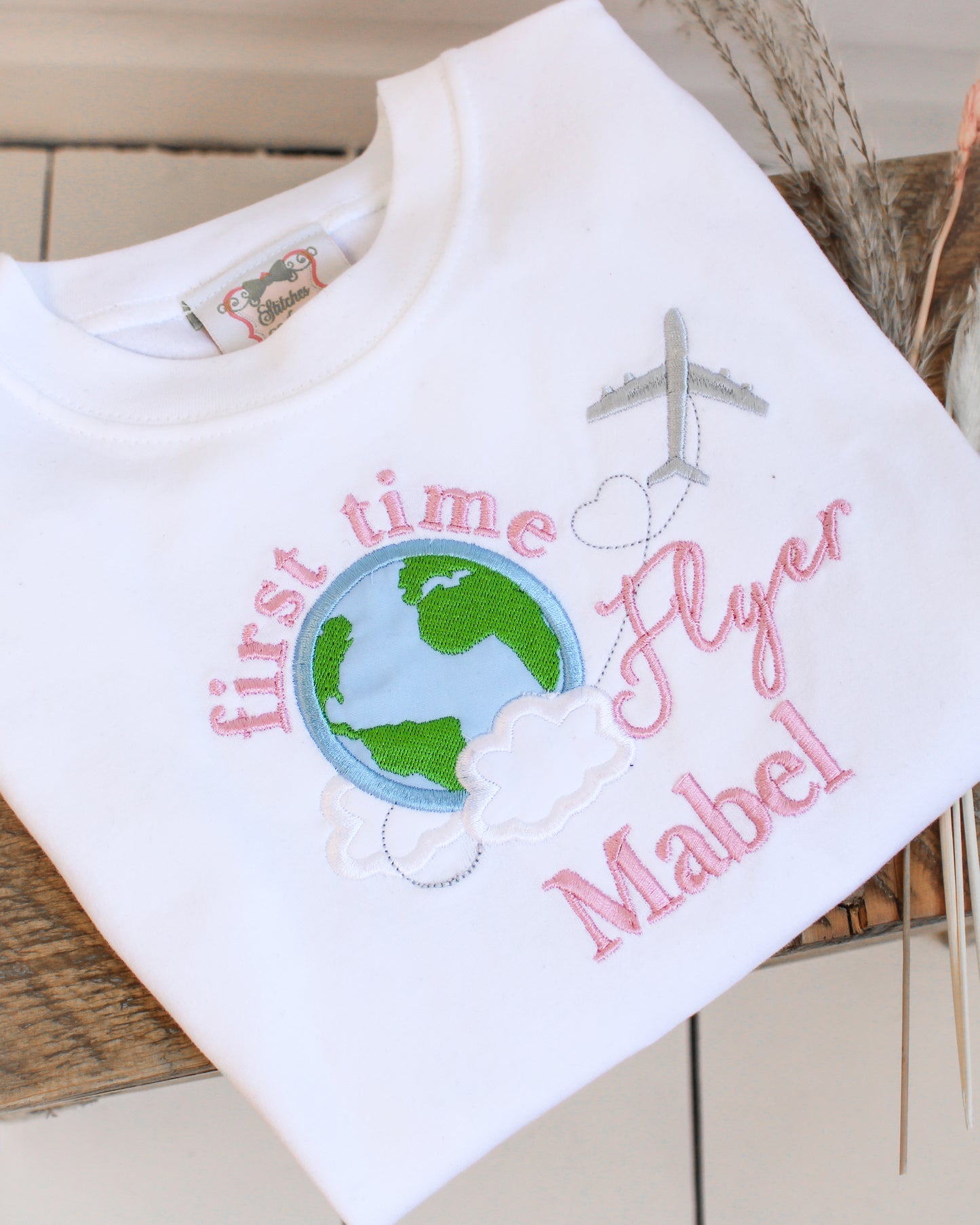 Embroidered First Time Flyer / Plane Holiday l T-shirt