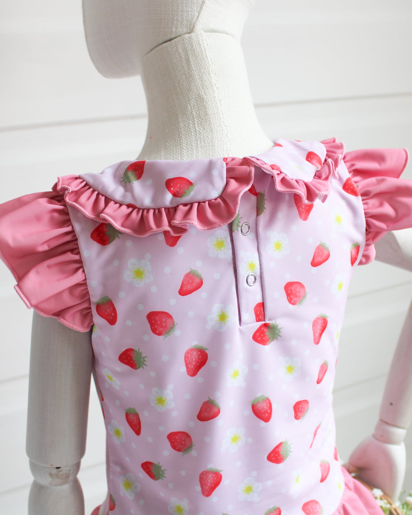 Exclusive Strawberry Embroidered Initial Swim Bather
