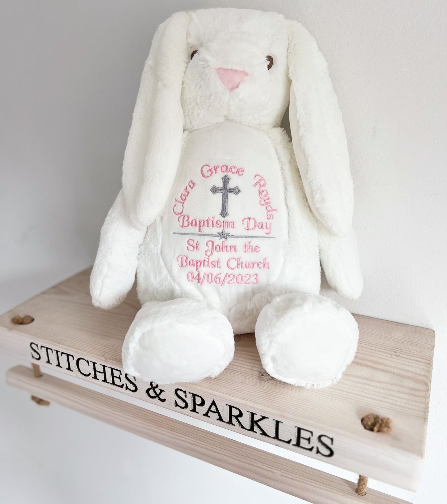 Embroidered Christening / Baptism Day Large Soft Toy
