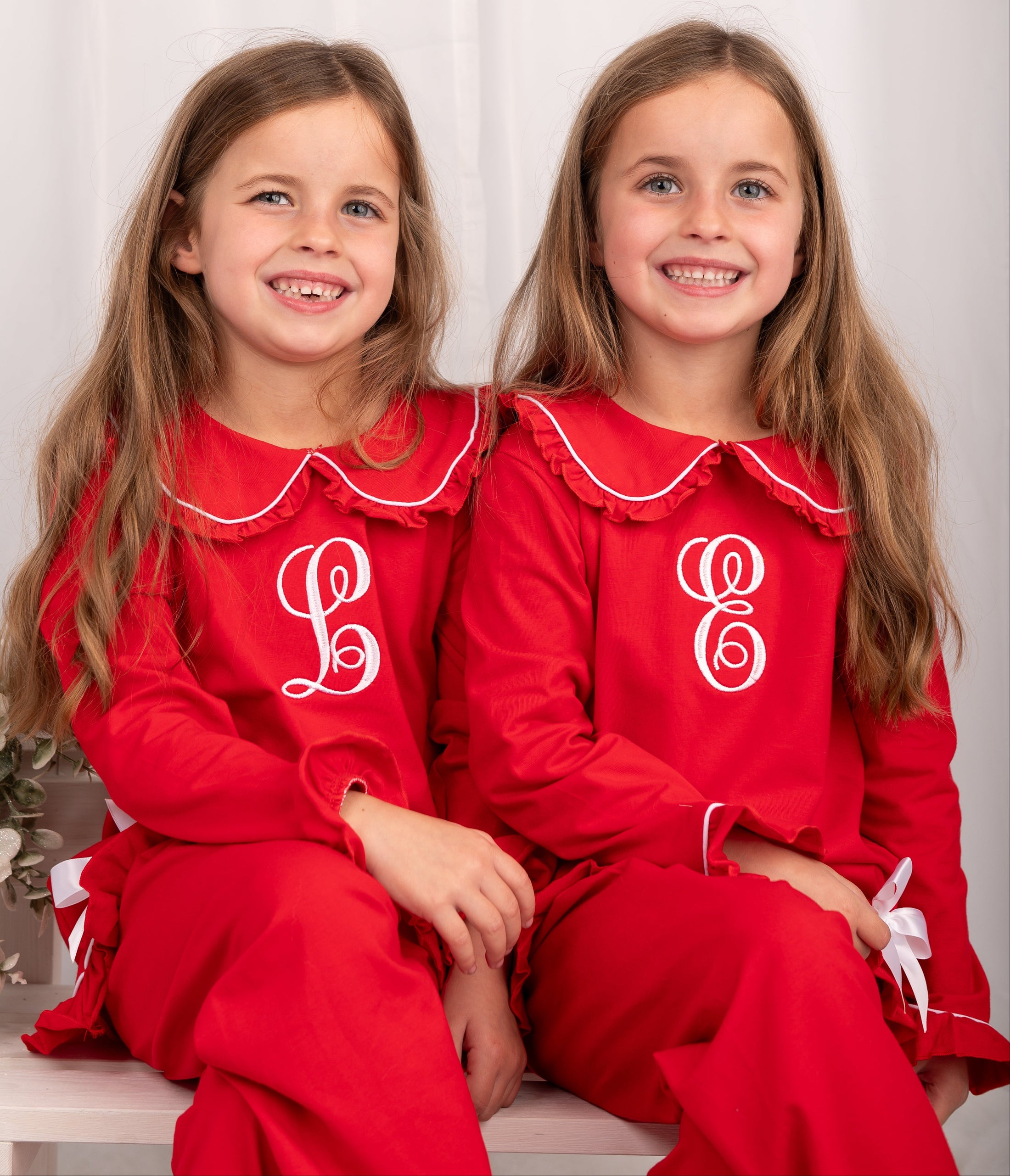 Exclusive Aliyah Frills - Peter Pan Collar Christmas Embroidered Initial Pyjamas