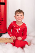 Load image into Gallery viewer, Exclusive Amari - Peter Pan Collar Christmas Embroidered Initial Pyjamas