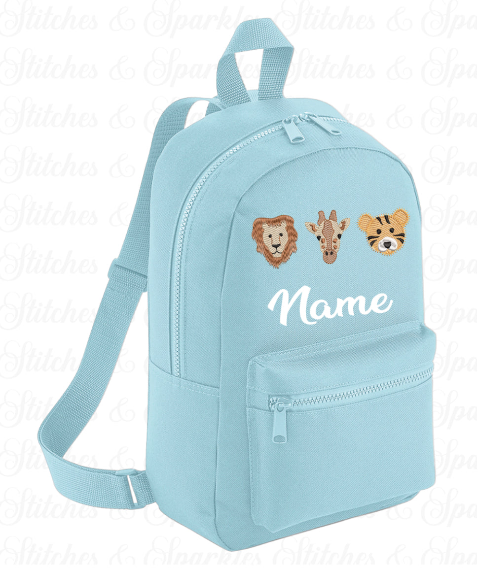 Embroidered Safari Animals Backpack