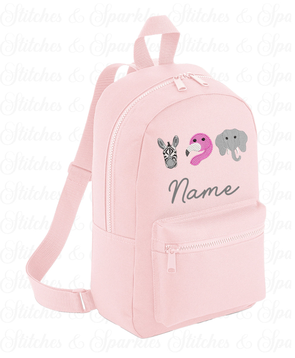 Embroidered Safari Animals Backpack
