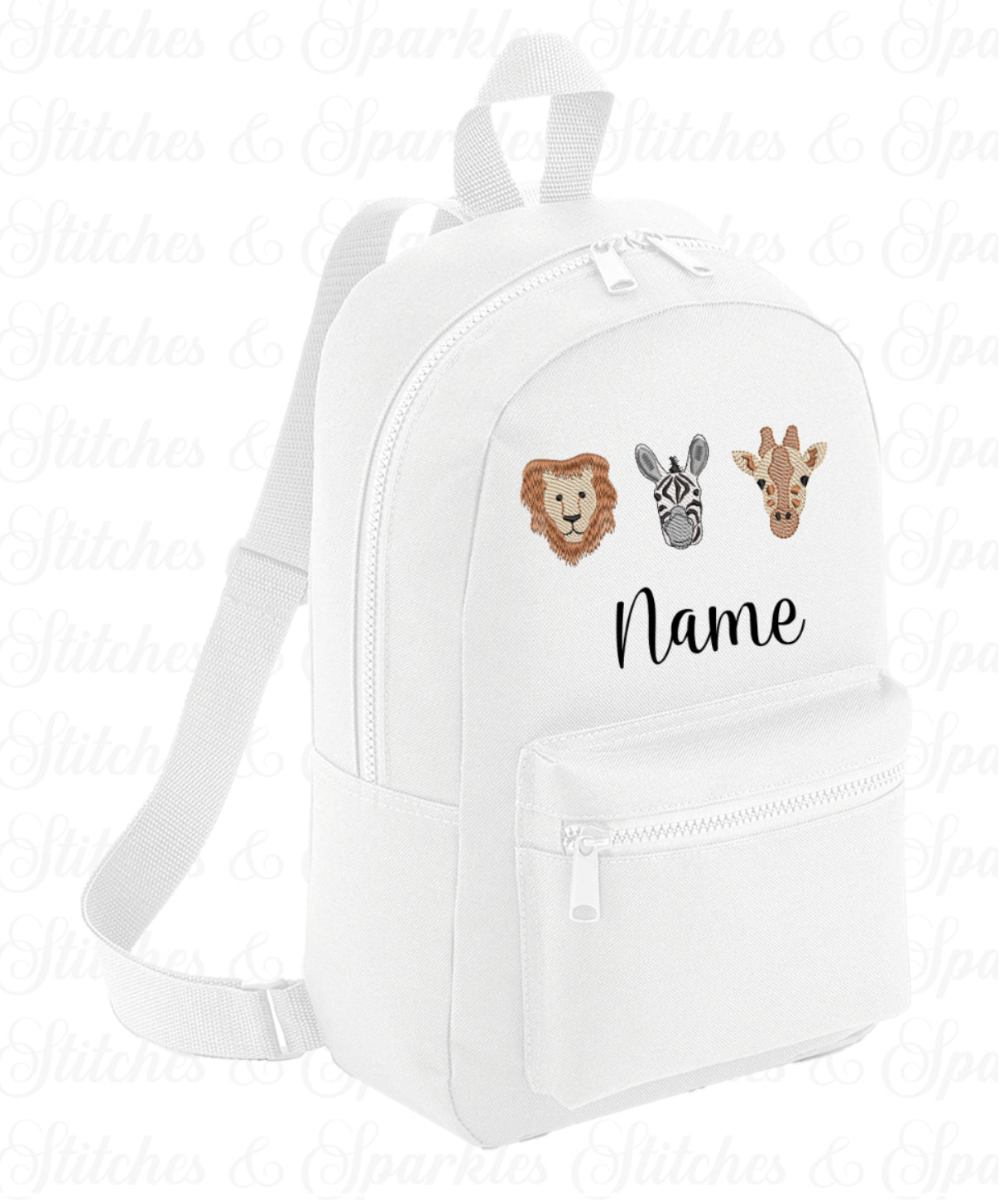 Embroidered Safari Animals Backpack