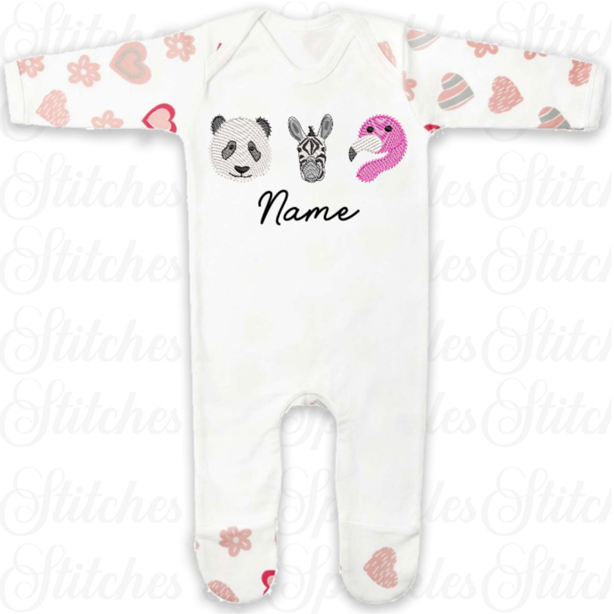 Embroidered Safari Animals Romper