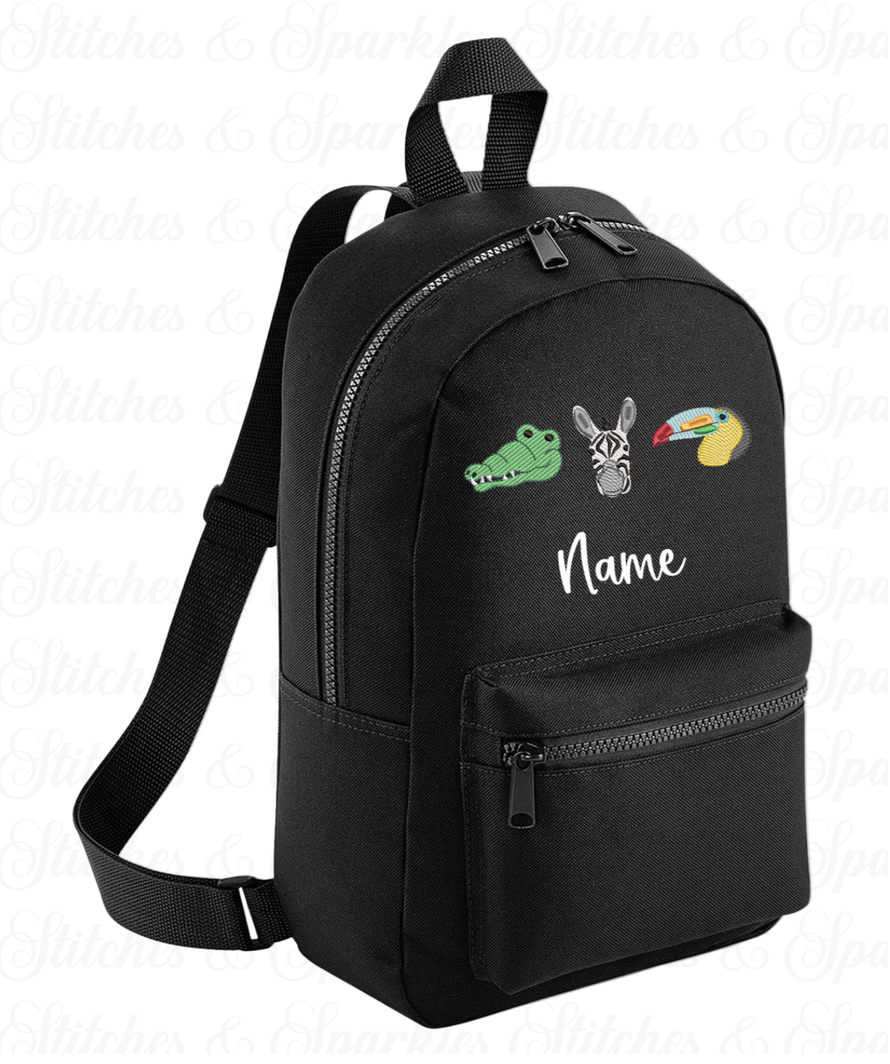 Embroidered Safari Animals Backpack