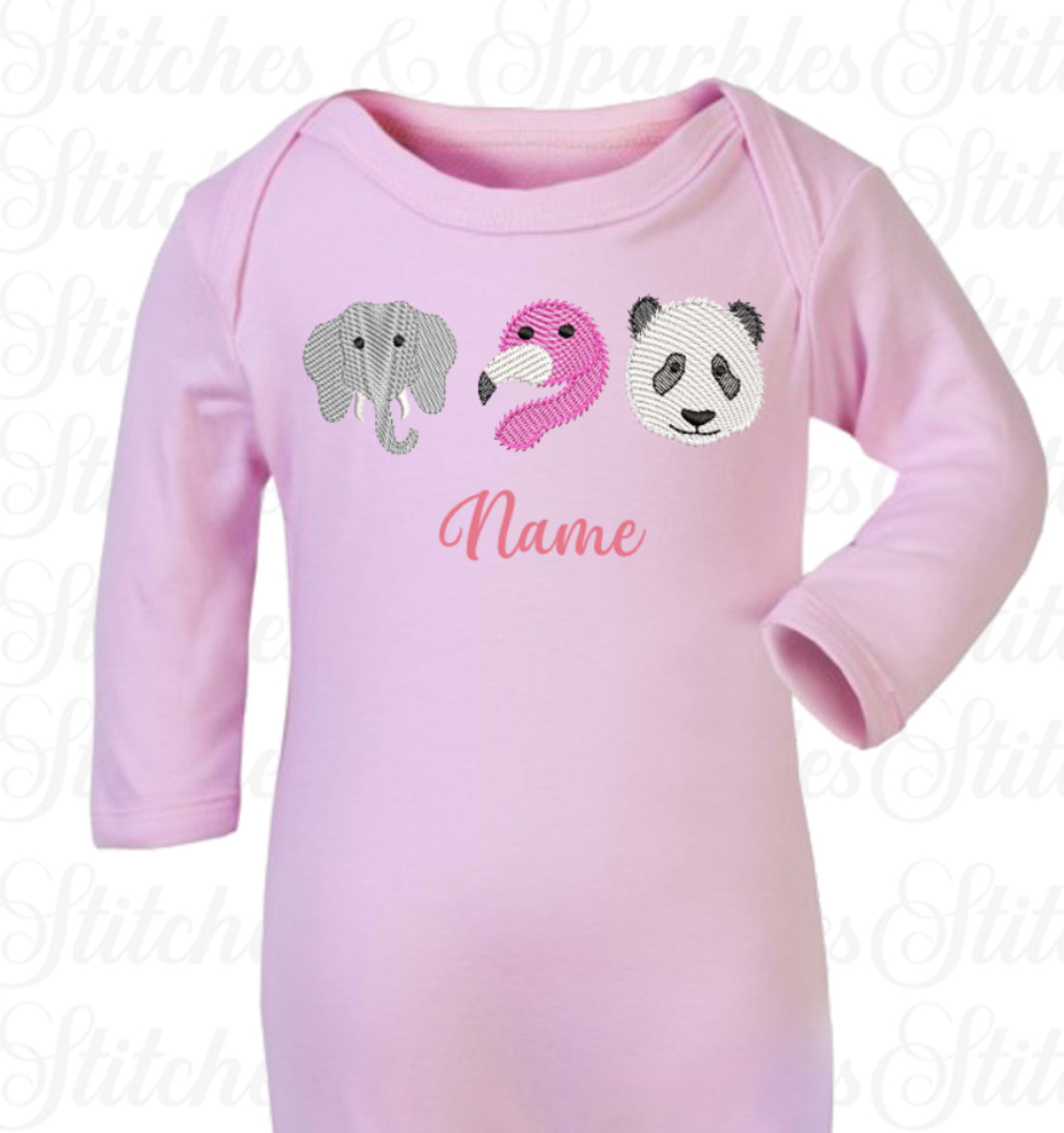 Embroidered Safari Animals Romper