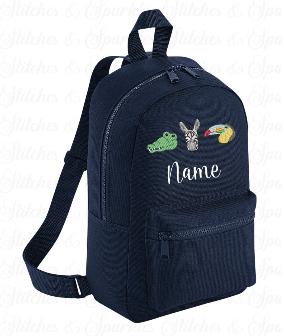 Embroidered Safari Animals Backpack