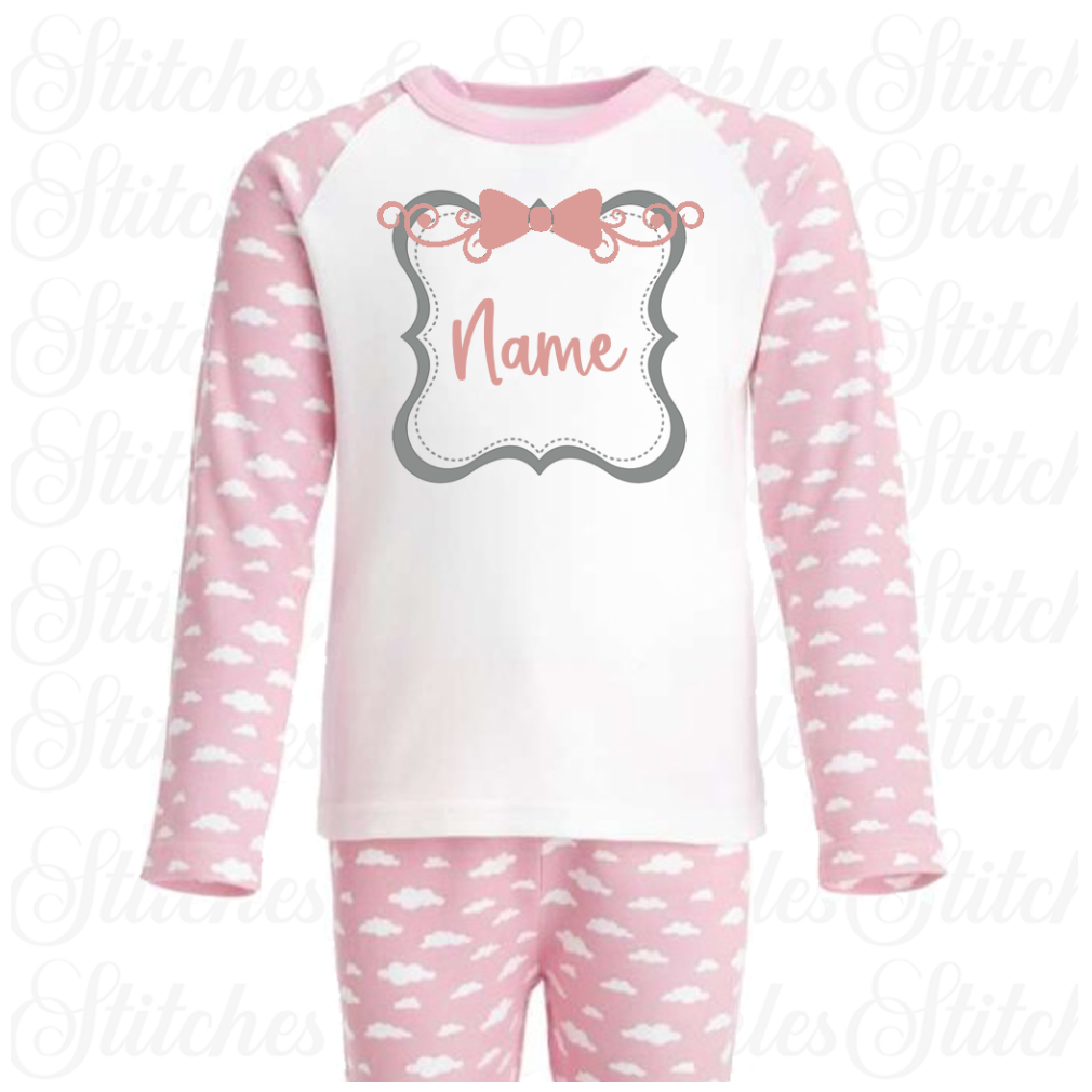 Stitches Sparkles Logo Bow Inspired Printed Pyjamas