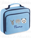 Load image into Gallery viewer, Embroidered Lunch Cooler Bag - Safari Animals