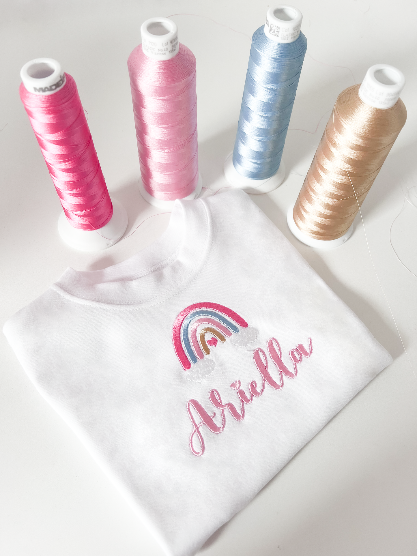 T-shirt - Embroidered Boho Rainbow