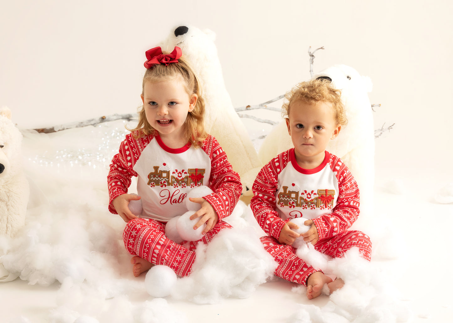 Gingerbread Train - Embroidered Christmas Pyjamas- Kids & Adults