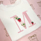 Strawberry Initial / Letter - Embroidered  T-shirt