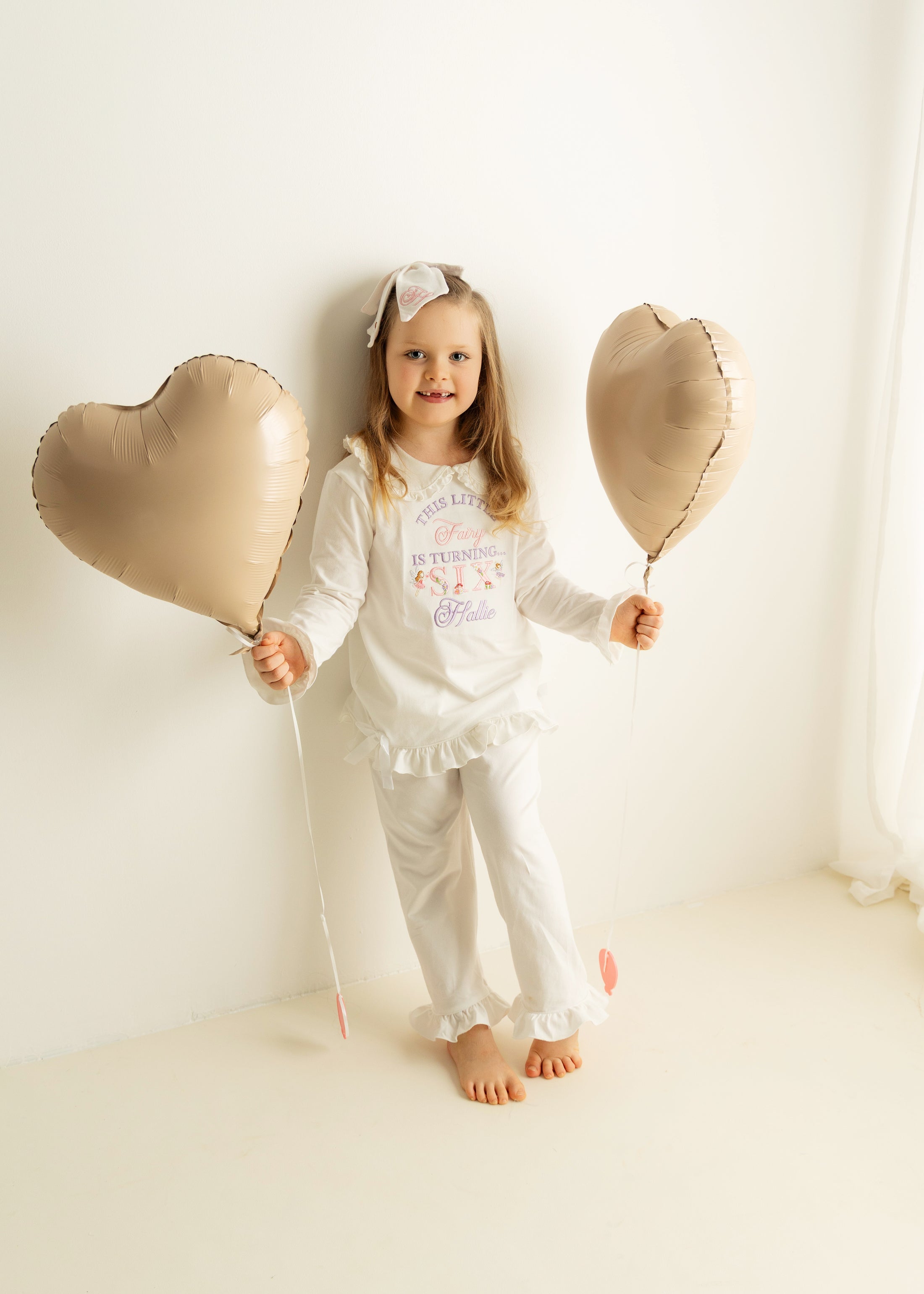 Fairy Birthday Eve - Embroidered Elizabeth Ruffle Frills Long Nightwear Pyjama Set
