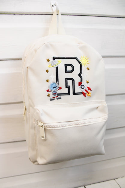 Space / Astronaut Theme - Embroidered Initial Backpack