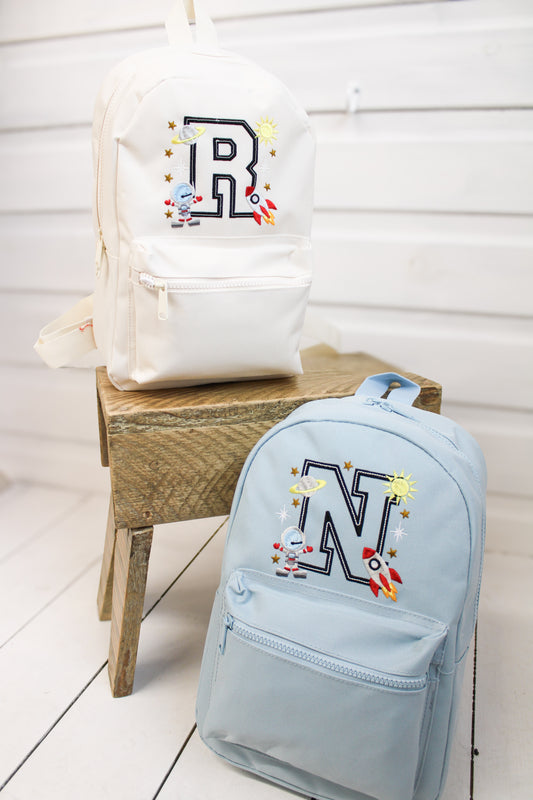 Space / Astronaut Theme - Embroidered Initial Backpack