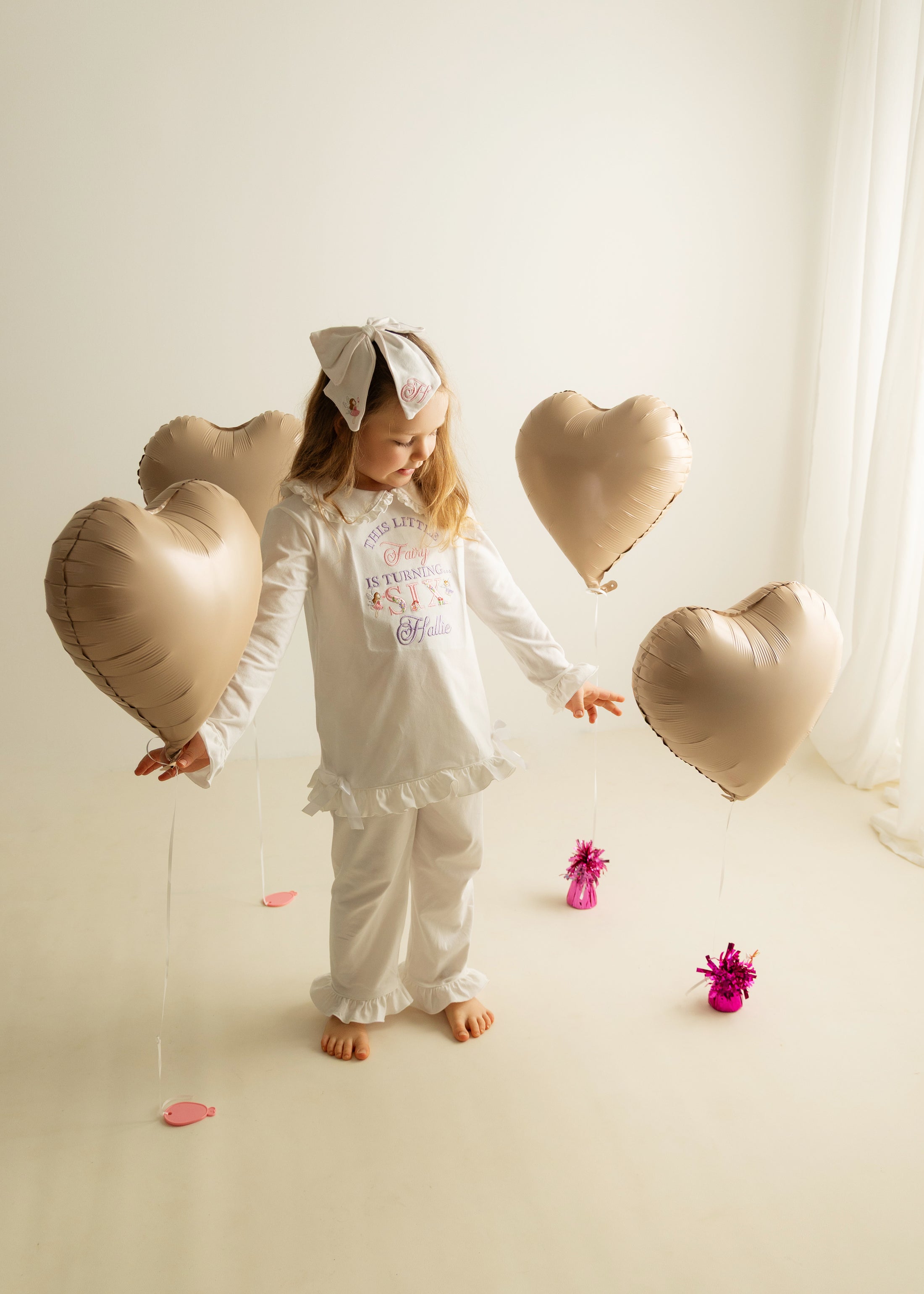 Fairy Birthday Eve - Embroidered Elizabeth Ruffle Frills Long Nightwear Pyjama Set