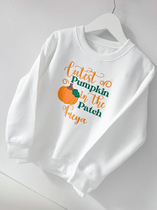 Embroidered Cutest Pumpkin in the Patch Halloween Sweatshirt / Jumper