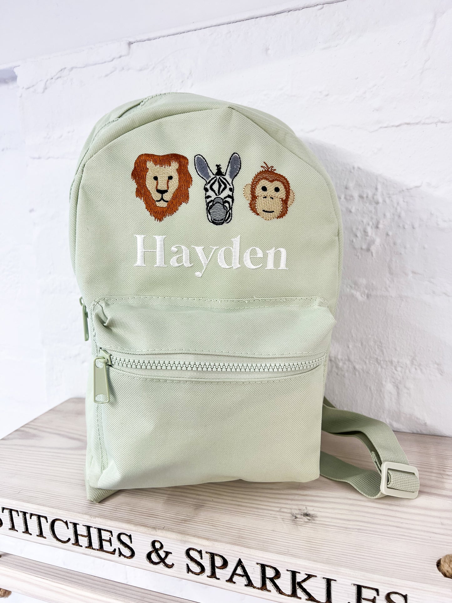 Embroidered Safari Animals Backpack