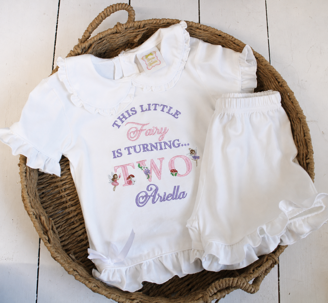 Fairy - Embroidered Frill Shorts Nightwear Pyjama Set