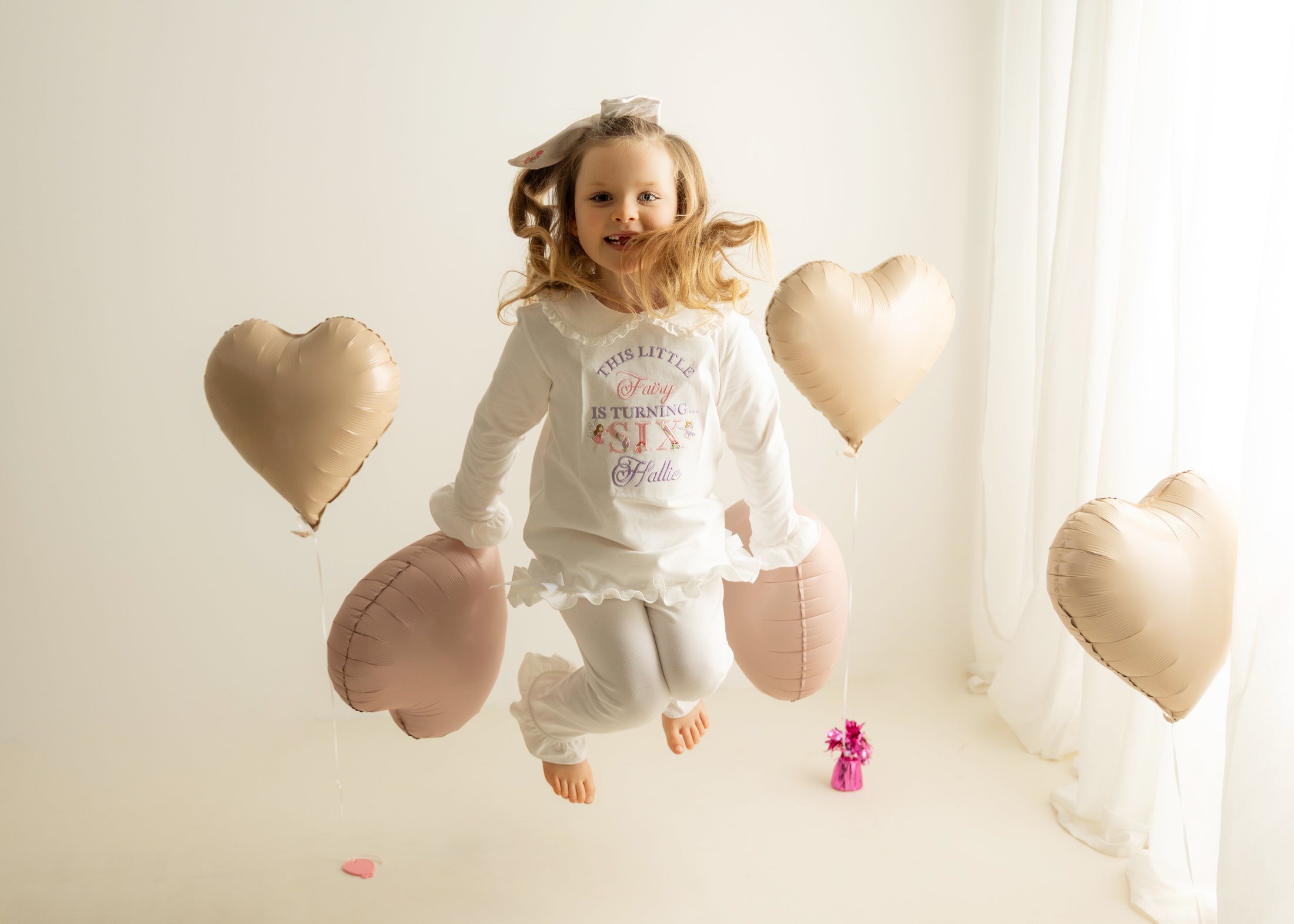 Fairy Birthday Eve - Embroidered Elizabeth Ruffle Frills Long Nightwear Pyjama Set