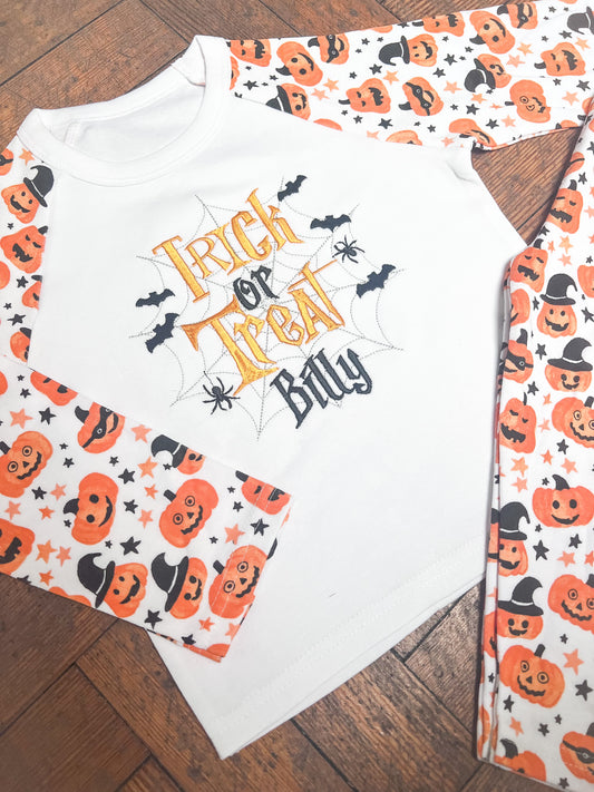Embroidered Trick or Treat Halloween Pyjamas