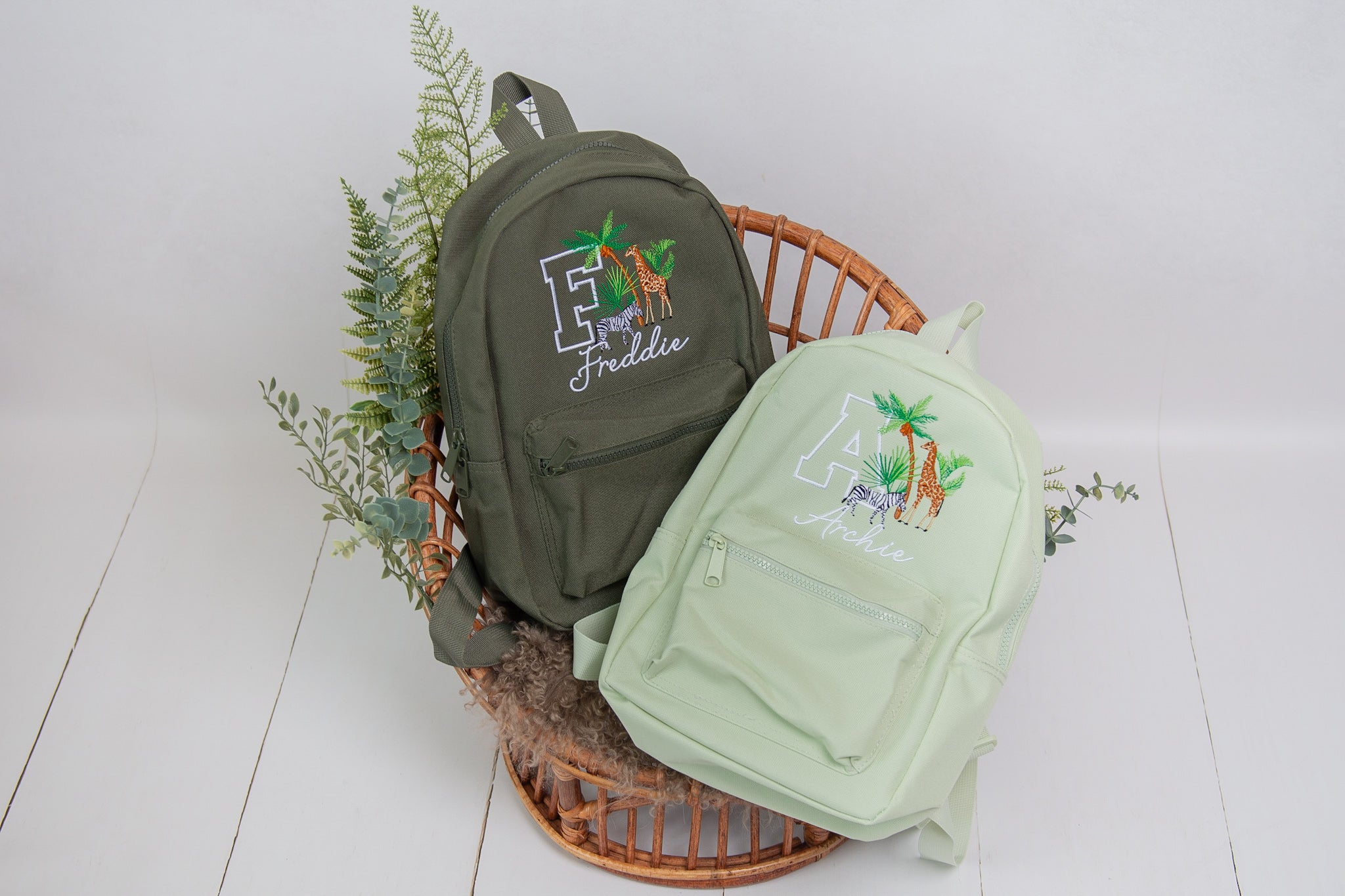 Embroidered African Safari Initial & Name Backpack