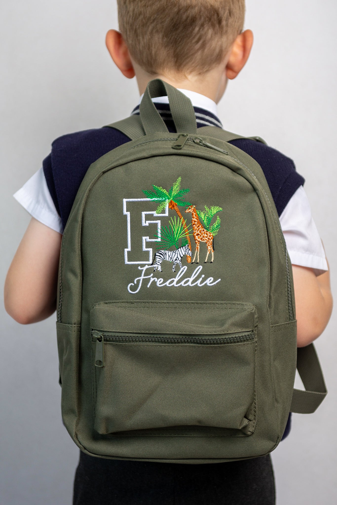 Embroidered African Safari Initial & Name Backpack