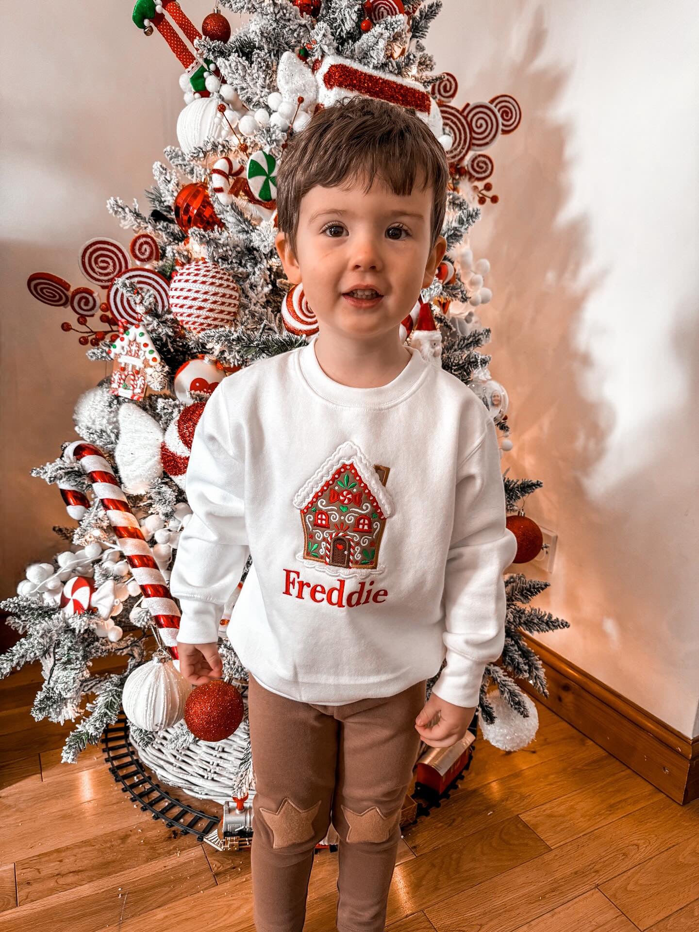 Embroidered Gingerbread House Christmas Sweatshirt / Jumper