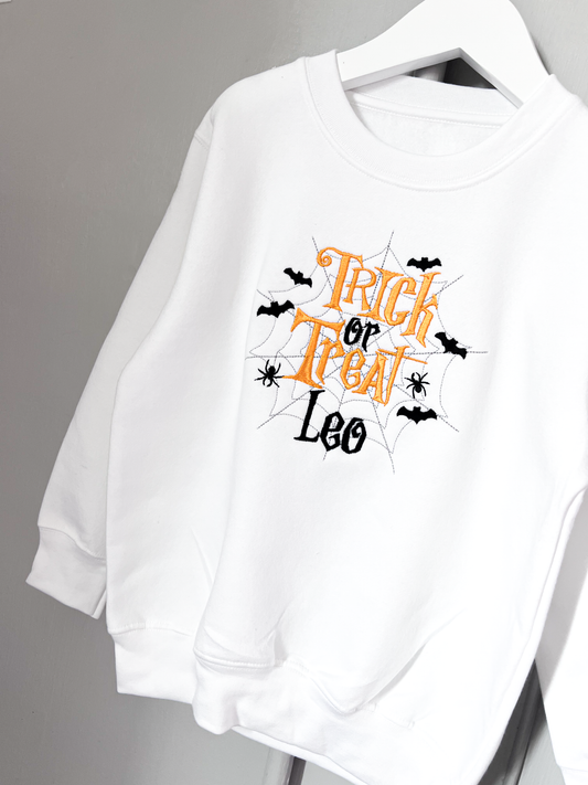 Embroidered Trick or Treat Halloween Sweatshirt / Jumper