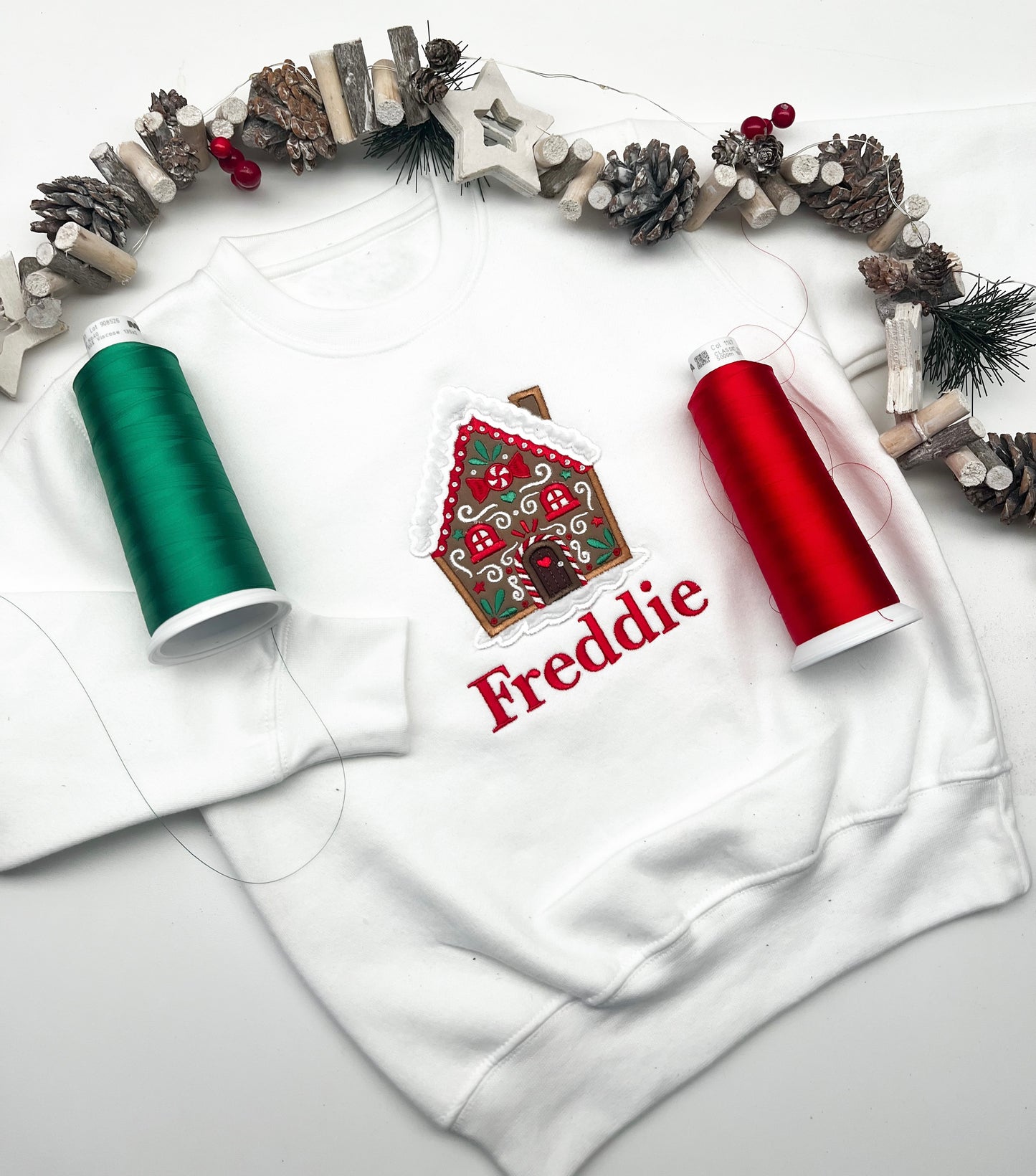 Embroidered Gingerbread House Christmas Sweatshirt / Jumper