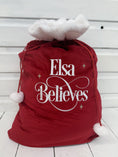 Load image into Gallery viewer, Believes - Embroidered Plush Santa Sack
