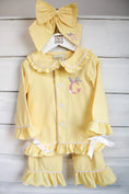 Load image into Gallery viewer, Easter Bunny Initial - Girls - Lemon Frills - Embroidered Pyjamas
