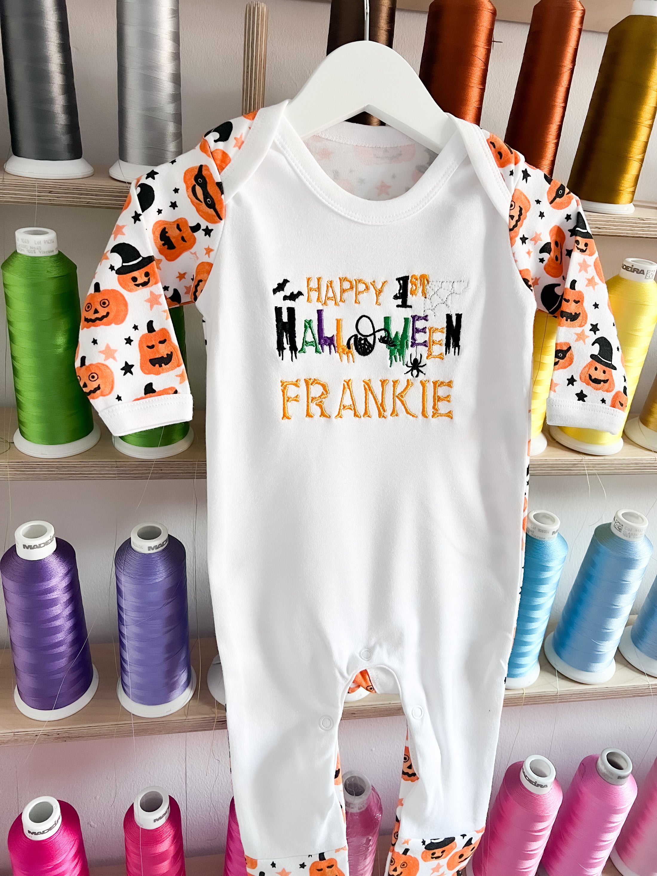 Embroidered Happy 1st Halloween Spooky Romper