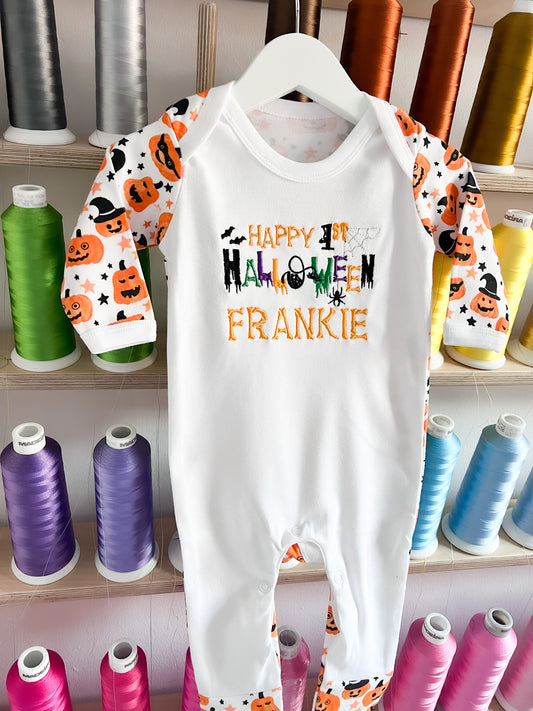 Embroidered Happy 1st Halloween Spooky Romper