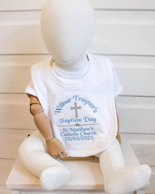 Embroidered Christening Day - Bib