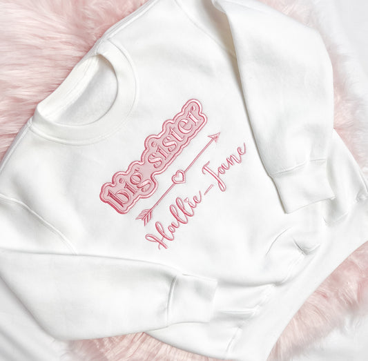 Big Sister / Brother Announcement  Bubble Name - Embroidered Sweatshirt / Jumper