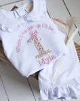 Load image into Gallery viewer, Floral Birthday & Bow - Embroidered Elizabeth Ruffle Long Nightwear Pyjama Set
