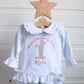 Floral Birthday & Bow - Embroidered Elizabeth Ruffle Long Nightwear Pyjama Set