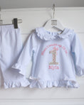 Load image into Gallery viewer, Floral Birthday & Bow - Embroidered Elizabeth Ruffle Long Nightwear Pyjama Set
