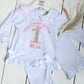 Floral Birthday & Bow - Embroidered Elizabeth Ruffle Long Nightwear Pyjama Set