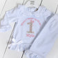 Floral Birthday & Bow - Embroidered Elizabeth Ruffle Long Nightwear Pyjama Set