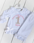 Load image into Gallery viewer, Floral Birthday & Bow - Embroidered Elizabeth Ruffle Long Nightwear Pyjama Set
