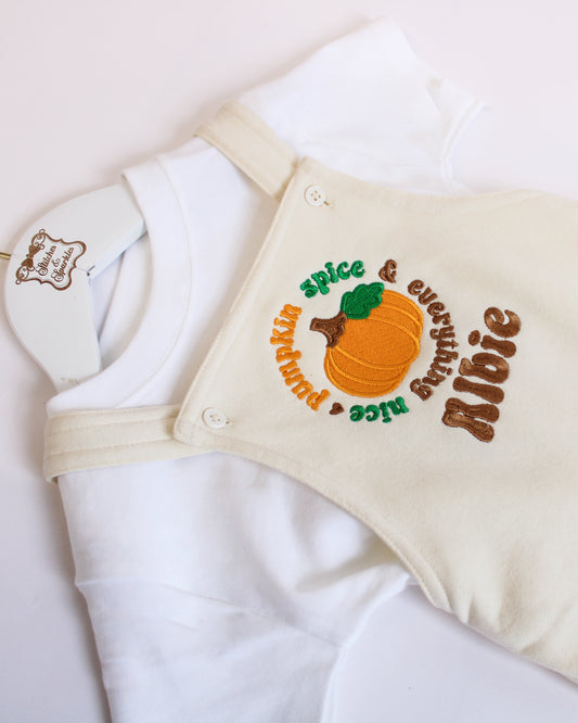 Pumpkin Spice & Everything Nice - Embroidered Personalised Overalls
